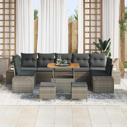 Set Divano da Giardino con cuscino 10 pcs Grigio Poly Rattan - homemem39