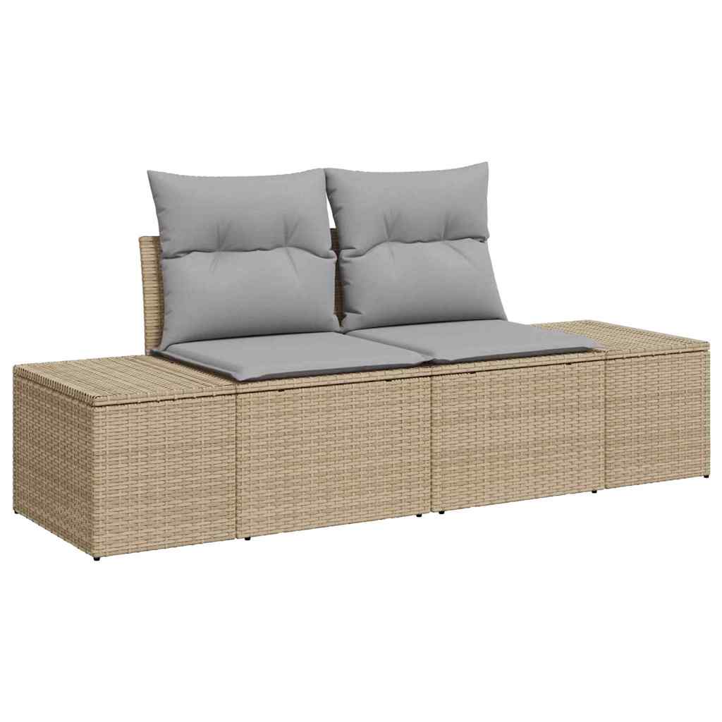 Set Divano da Giardino con cuscino 9 pcs Beige Poly Rattan - homemem39