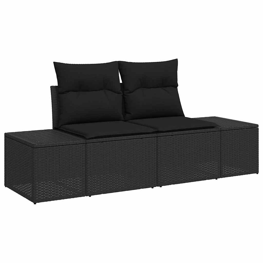 Set Divano da Giardino con cuscino 10 pcs Nero Poly Rattan - homemem39