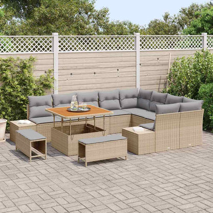 Set Divano da Giardino 12 pcs Beige Poly Rattan - homemem39