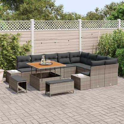 Set Divano da Giardino 12 pcs Grigio Poly Rattan - homemem39