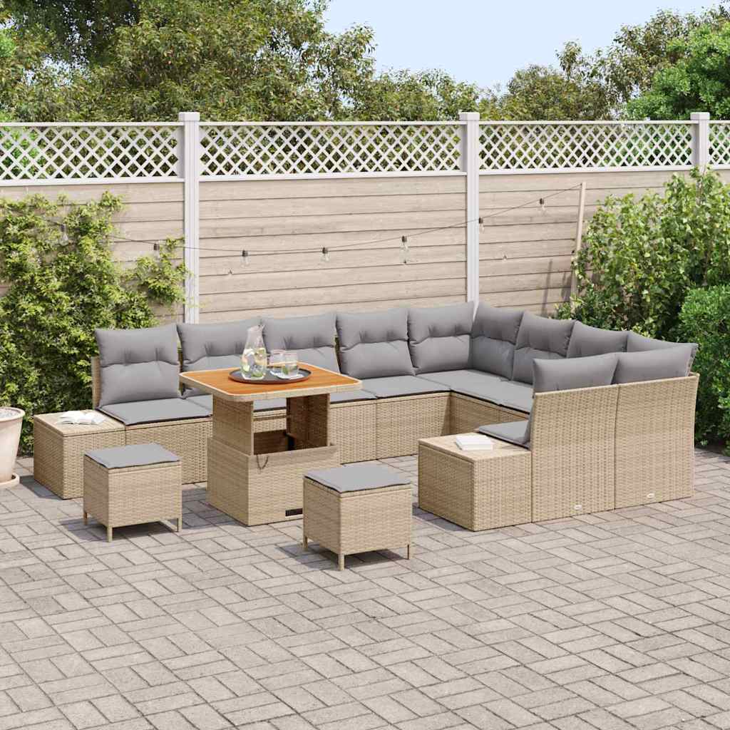 Set Divano da Giardino 12 pcs Beige Poly Rattan - homemem39