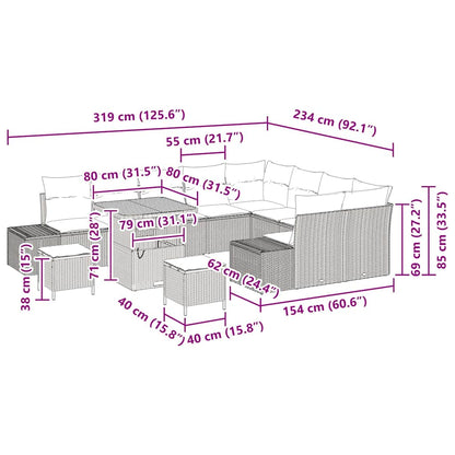 Set Divano da Giardino 12 pcs Beige Poly Rattan - homemem39