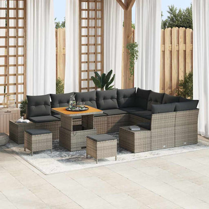 Set Divano da Giardino con cuscino 12 pcs Grigio polyrattan | homemem39