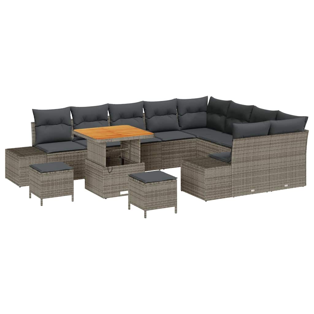 Set Divano da Giardino con cuscino 12 pcs Grigio polyrattan | homemem39