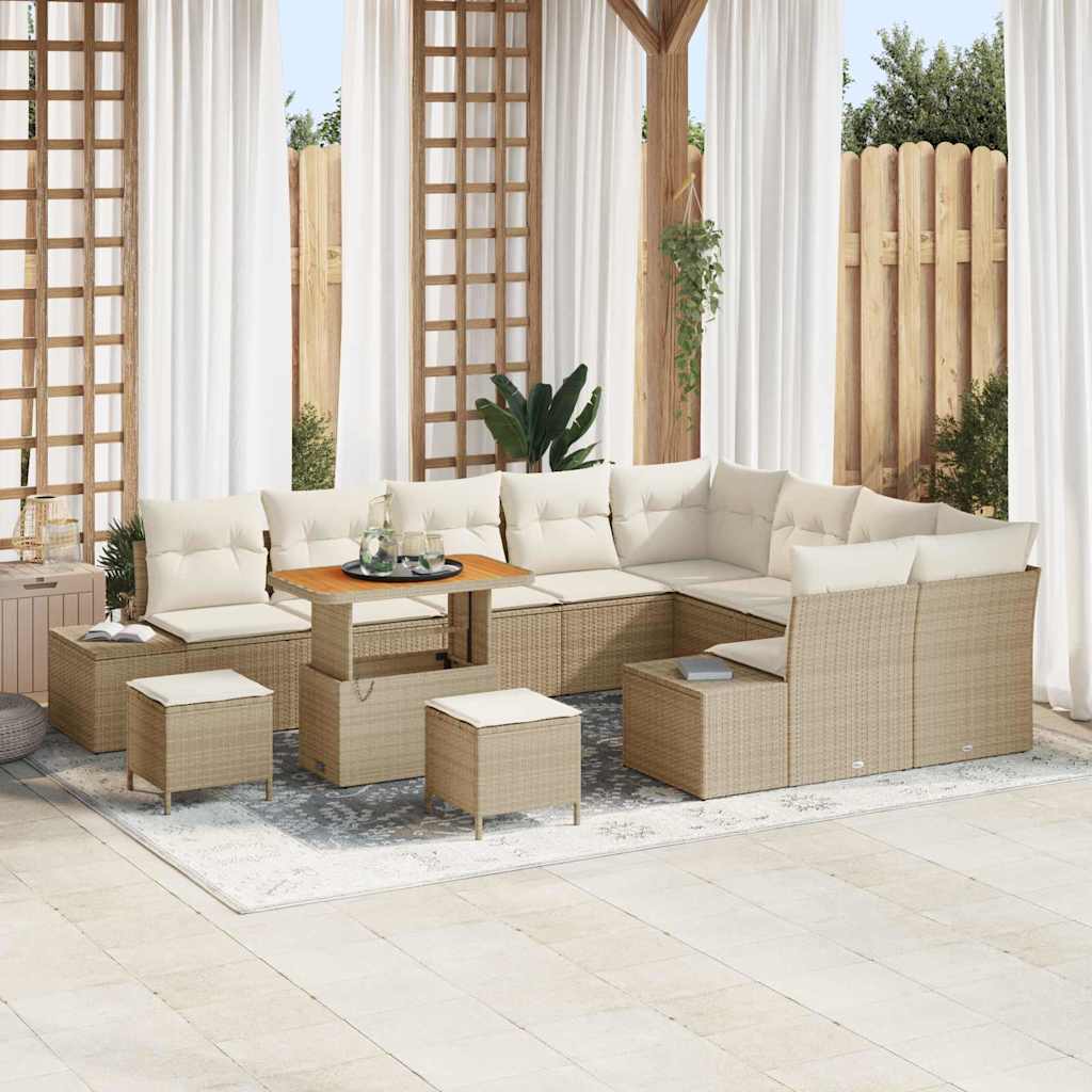 Set Divano da Giardino 12 pcs Beige Poly Rattan - homemem39