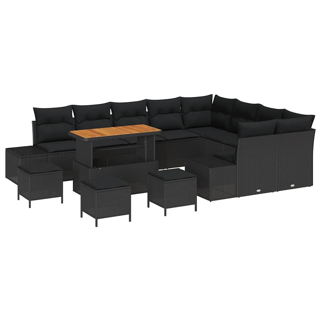 Set Divano da Giardino 13 pcs Nero Poly Rattan - homemem39