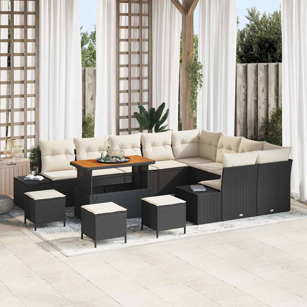 Set Divano da Giardino 13 pcs Nero Poly Rattan - homemem39
