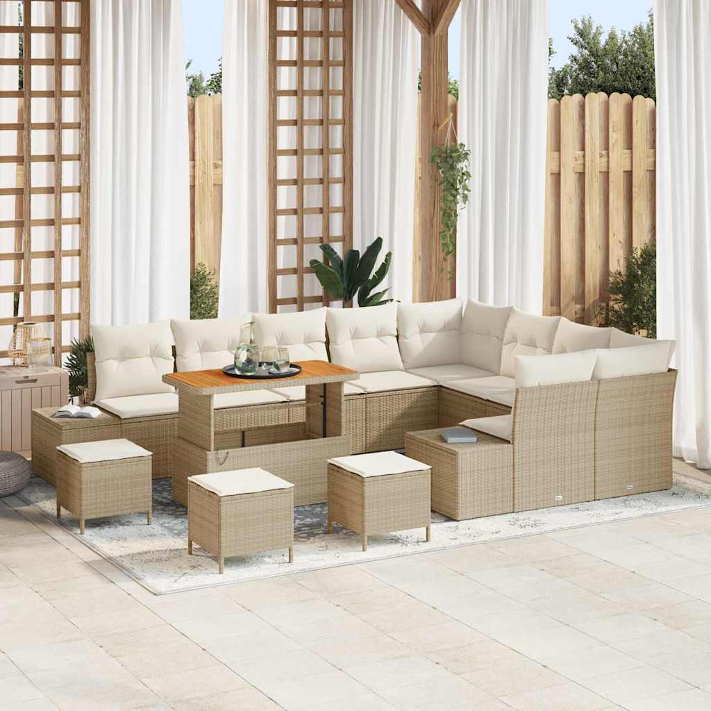 Set Divano da Giardino 13 pcs Beige Poly Rattan - homemem39
