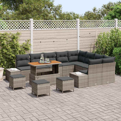 Set Divano da Giardino 13 pcs Grigio Poly Rattan - homemem39