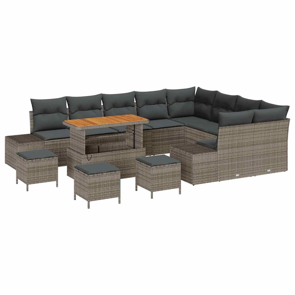 Set Divano da Giardino 13 pcs Grigio Poly Rattan - homemem39