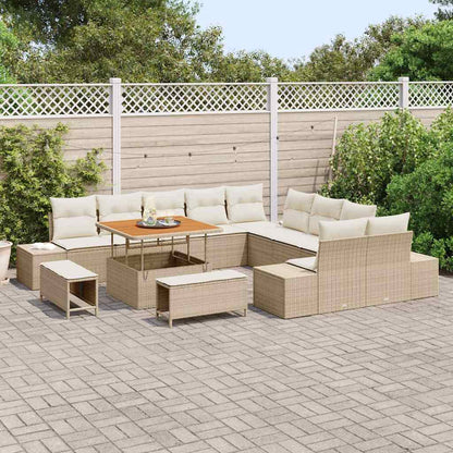 Set Divano da Giardino con cuscino 13 pcs Beige Poly Rattan - homemem39
