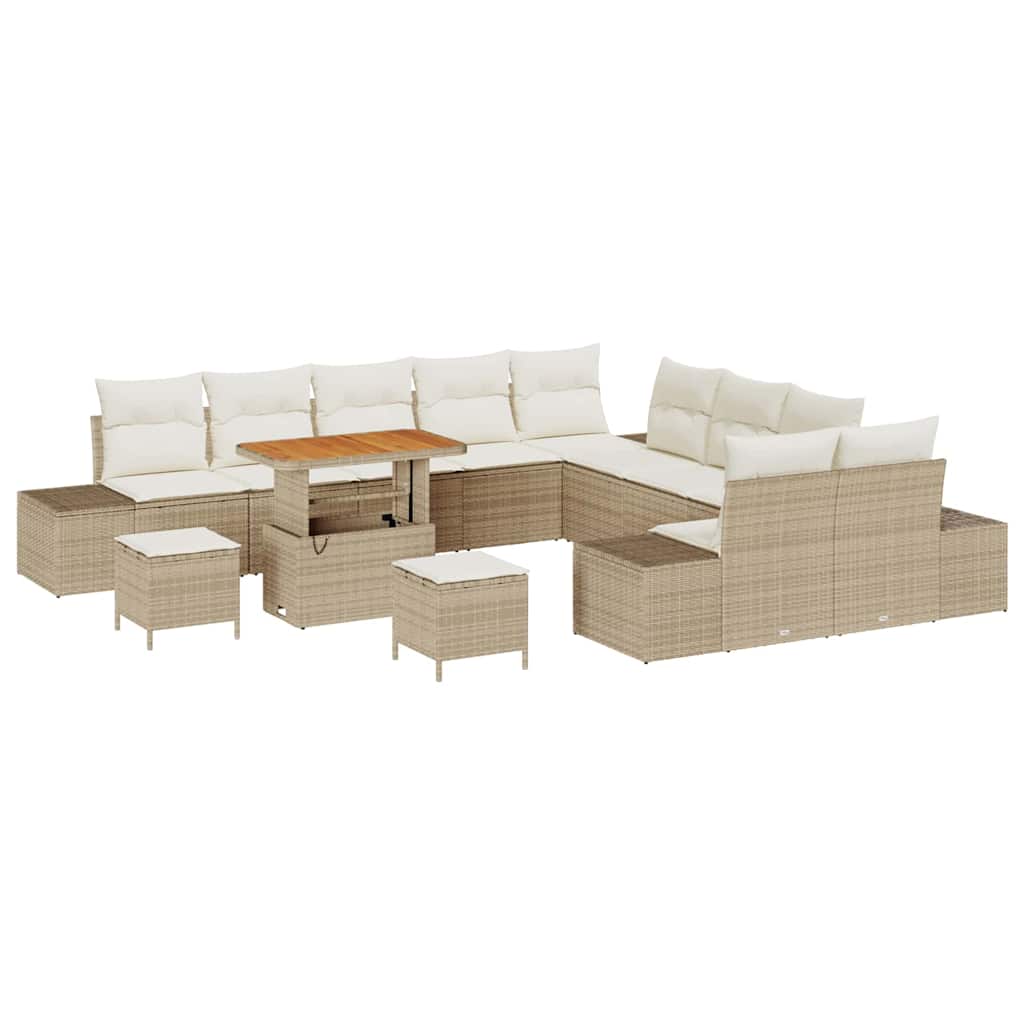 Set Divano da Giardino con cuscino 13 pcs Beige Poly Rattan - homemem39