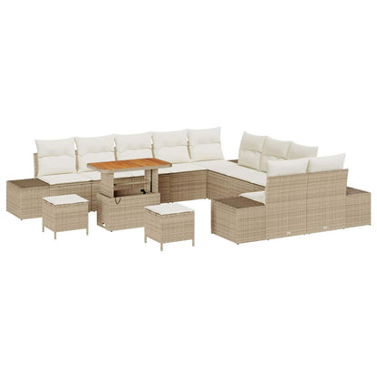 Set Divano da Giardino con cuscino 13 pcs Beige Poly Rattan - homemem39