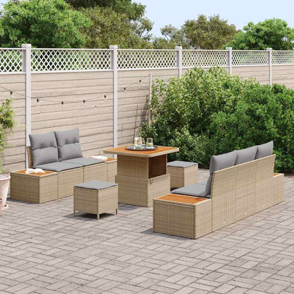 Set Divano da Giardino con cuscino 8 pcs Beige Poly Rattan - homemem39