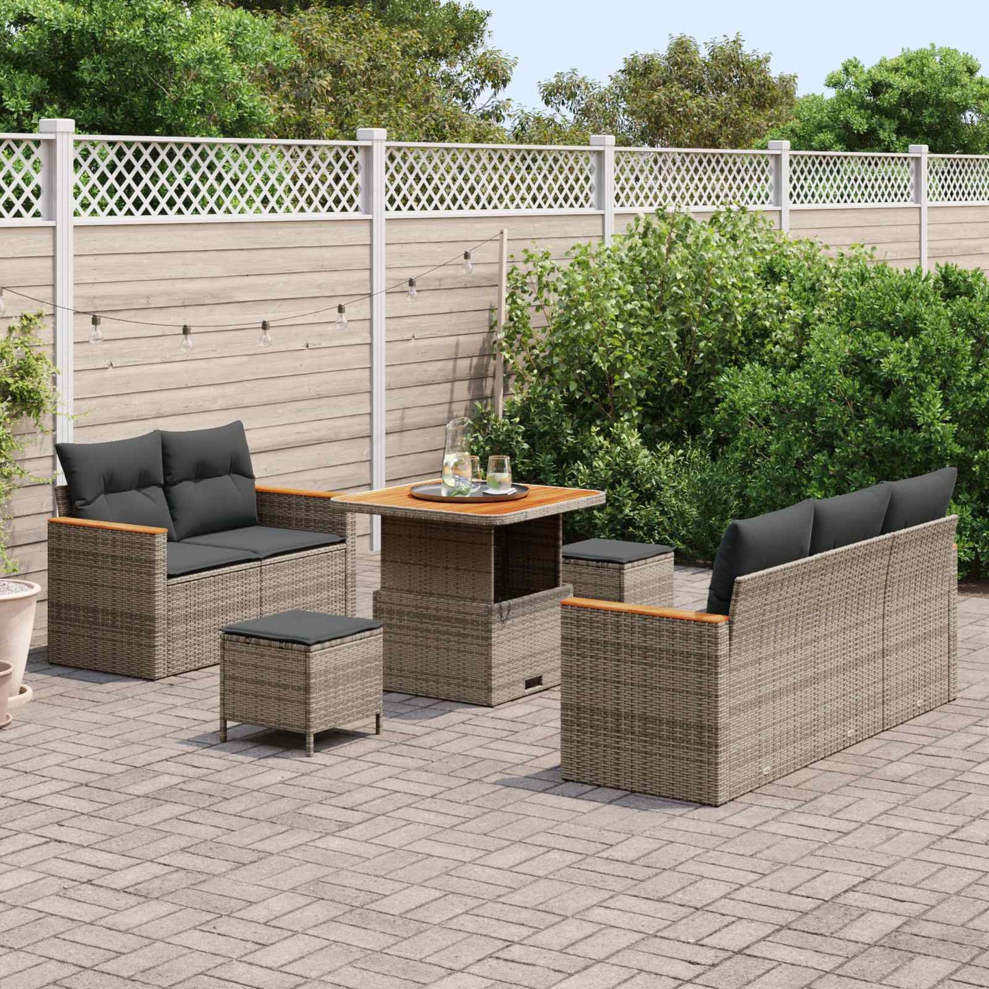 Set Divano da Giardino 8 pcs Grigio polyrattan | homemem39