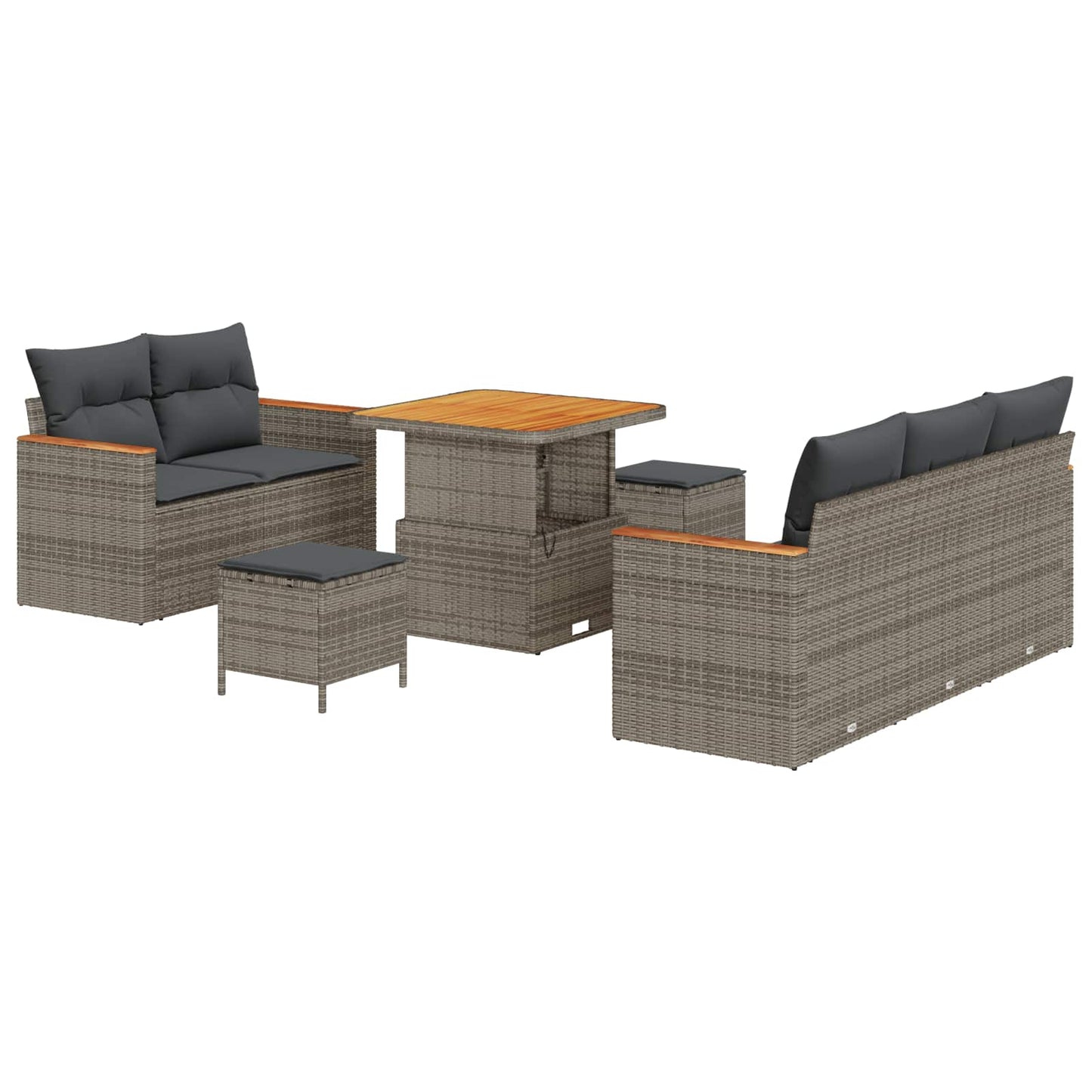 Set Divano da Giardino 8 pcs Grigio polyrattan | homemem39