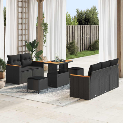 Set Divano da Giardino 8 pz Nero polyrattan | homemem39