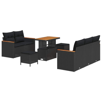Set Divano da Giardino 8 pz Nero polyrattan | homemem39