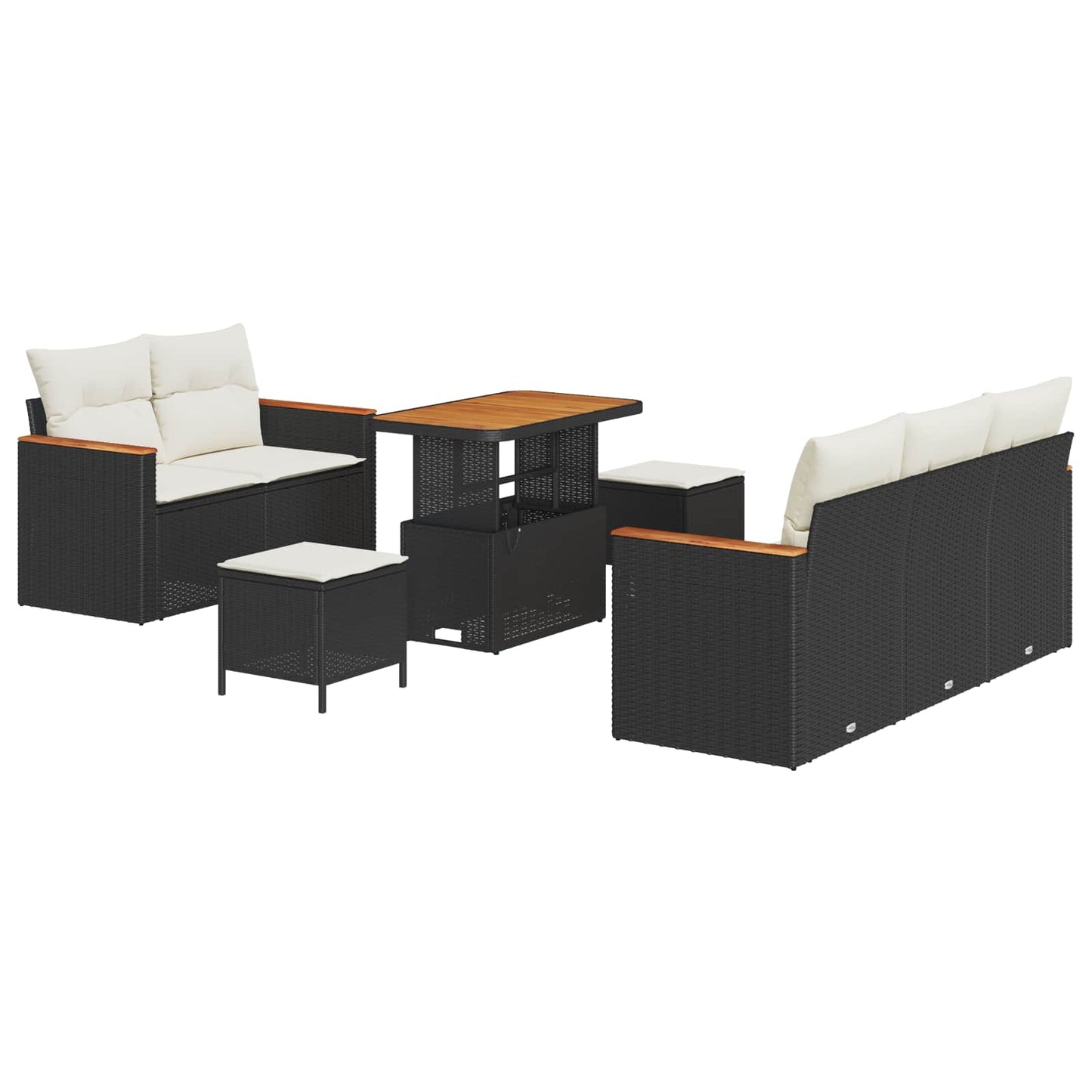 Set Divano da Giardino 8 pcs Nero polyrattan | homemem39