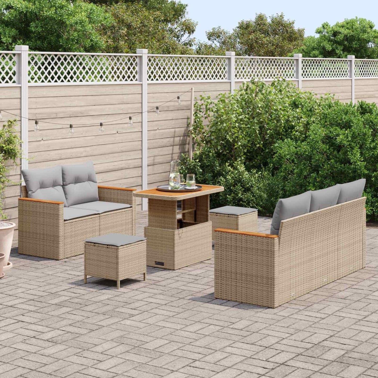 Set Divano da Giardino 8 pcs Beige polyrattan | homemem39
