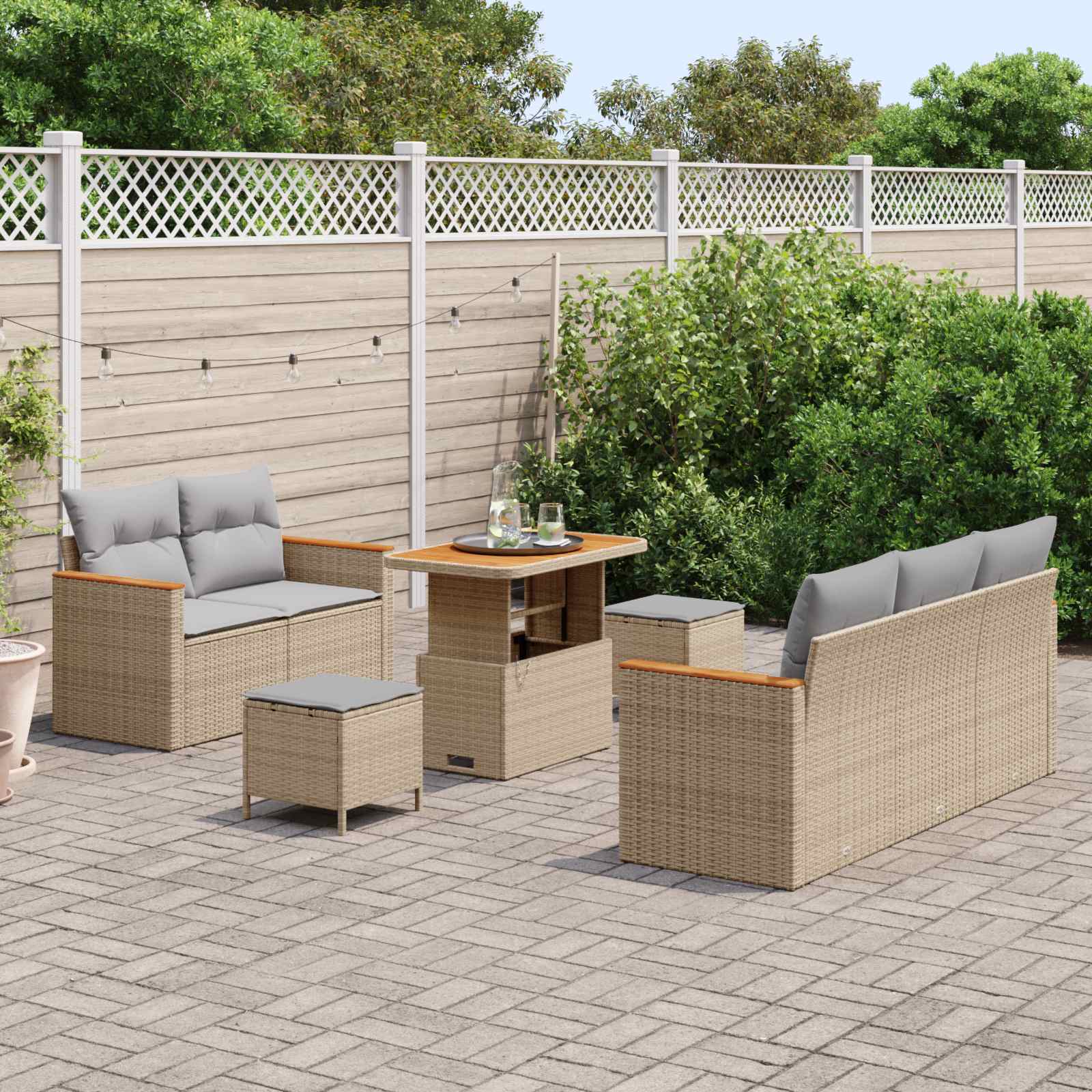 Set Divano da Giardino 8 pcs Beige polyrattan | homemem39
