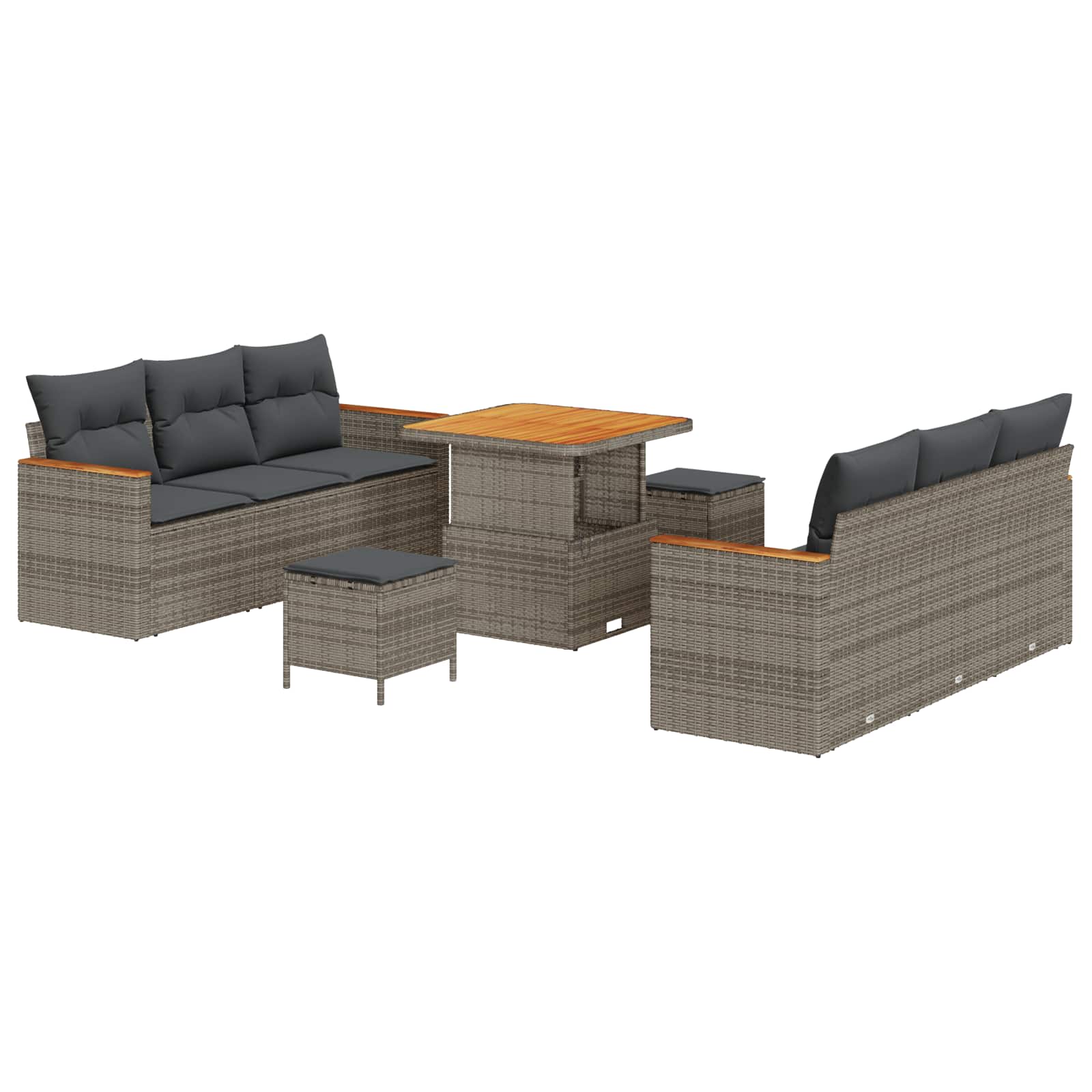Set Divano da Giardino 9 pcs Grigio polyrattan | homemem39