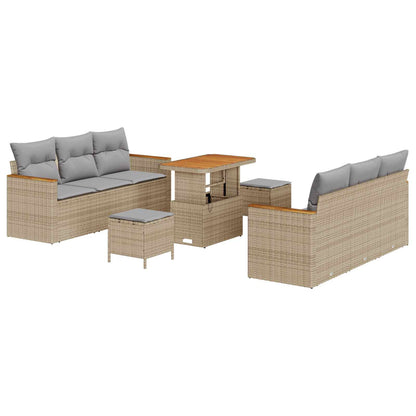 Set Divano da Giardino 9 pcs Beige polyrattan | homemem39