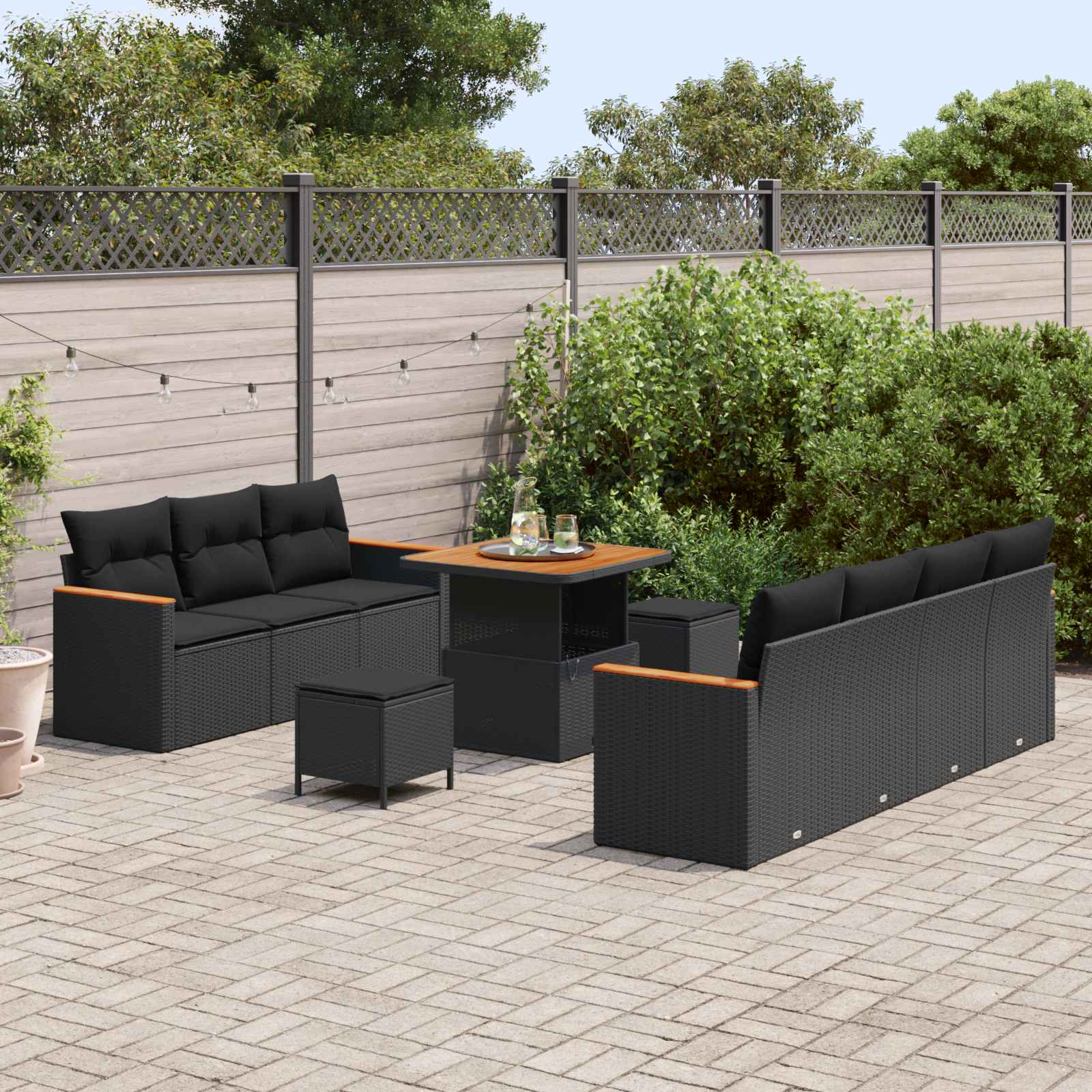 Set Divano da Giardino 10 pz Nero polyrattan | homemem39