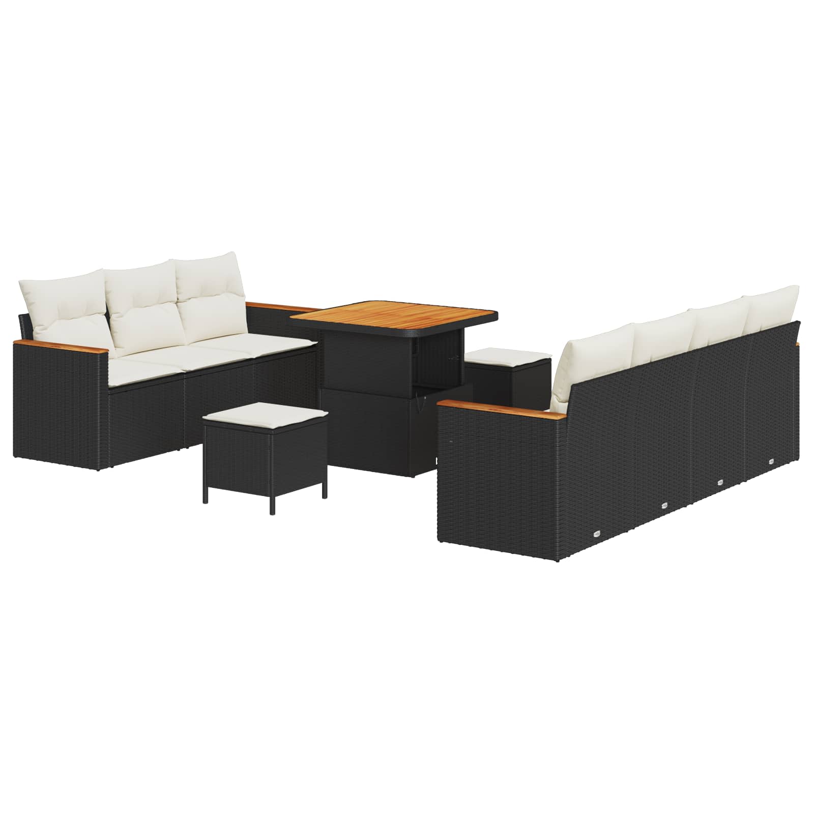 Set Divano da Giardino 10 pcs Nero polyrattan | homemem39