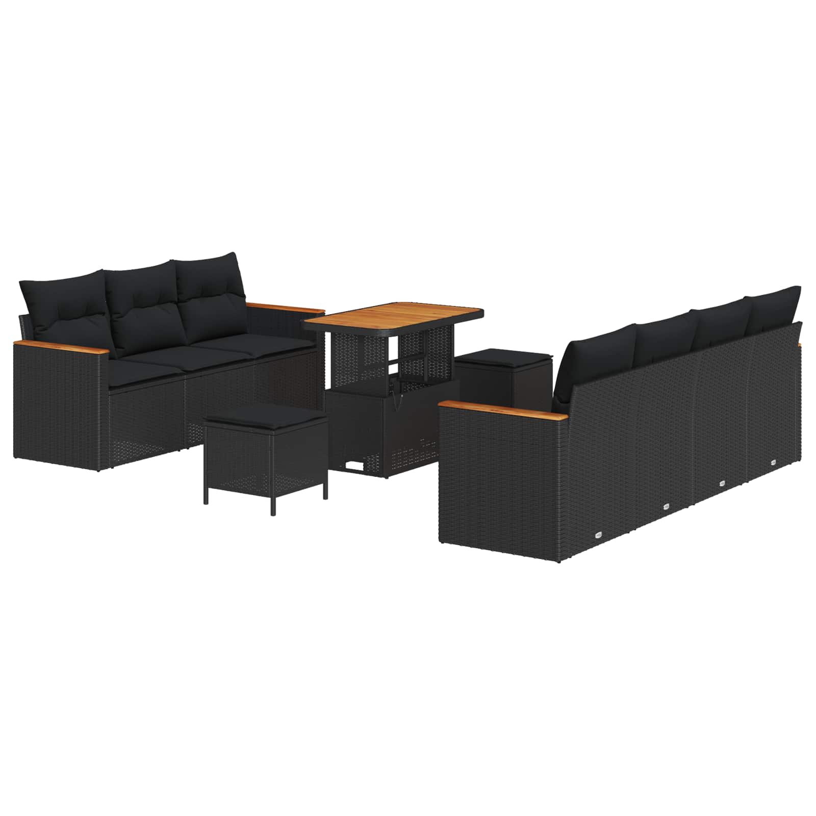 Set Divano da Giardino 10 pz Nero polyrattan | homemem39
