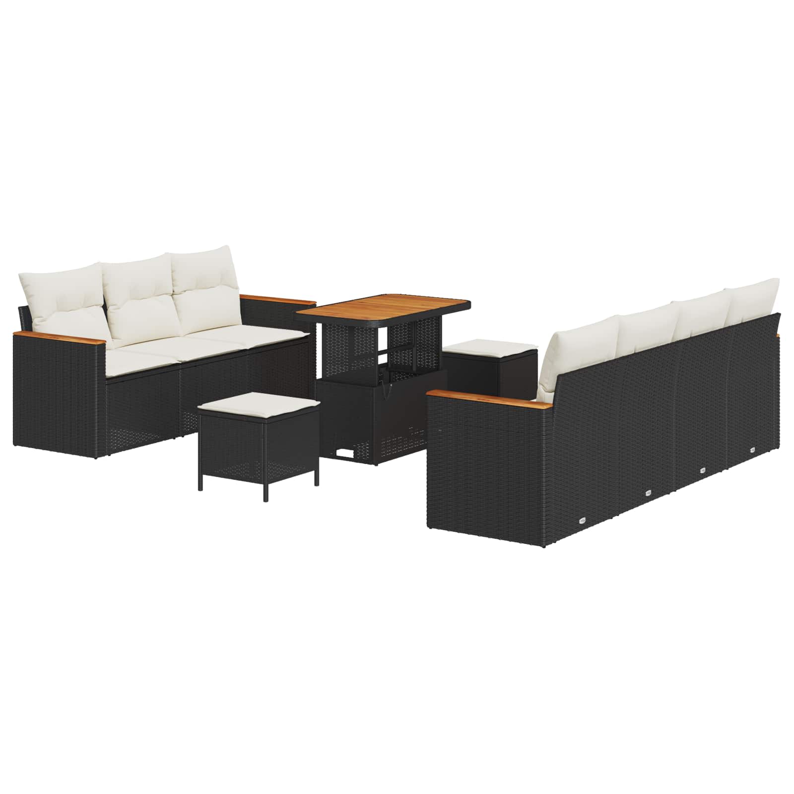 Set Divano da Giardino 10 pcs Nero polyrattan | homemem39