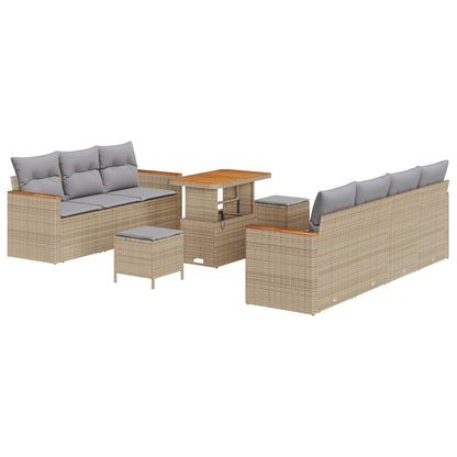 Set Divano da Giardino 10 pcs Beige polyrattan | homemem39