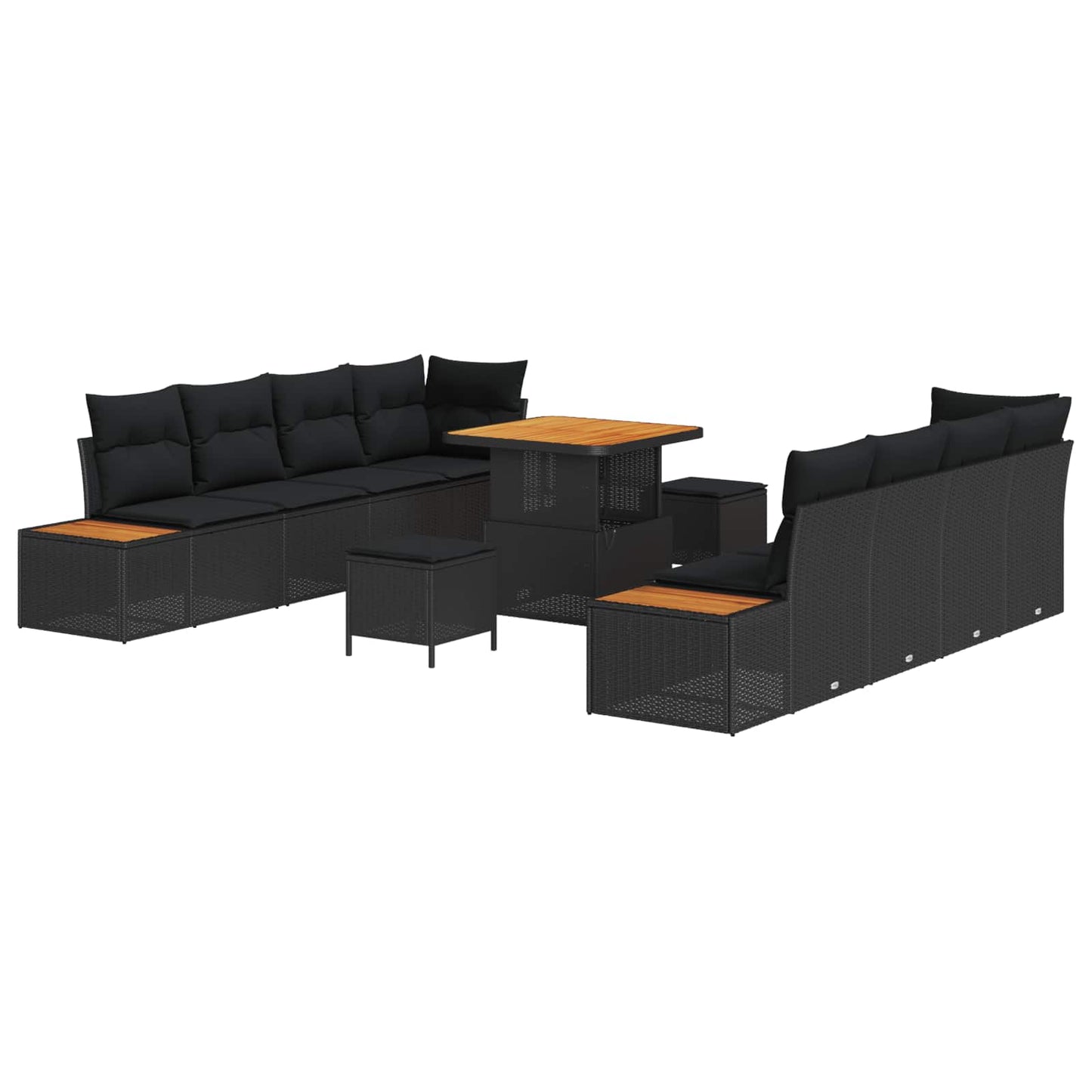 Set Divano da Giardino 11 pcs Nero polyrattan