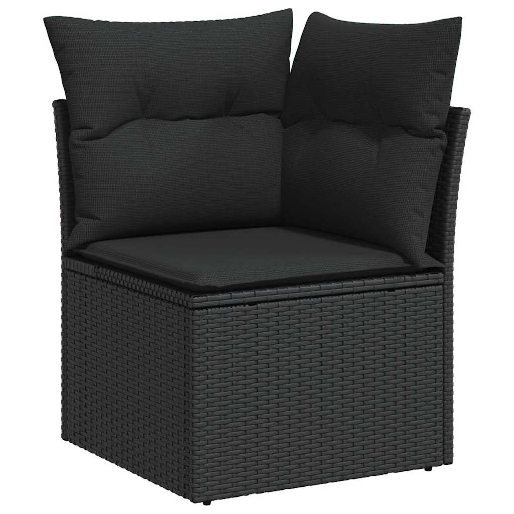 Set Divano da Giardino con cuscino 11 pcs Nero Poly Rattan