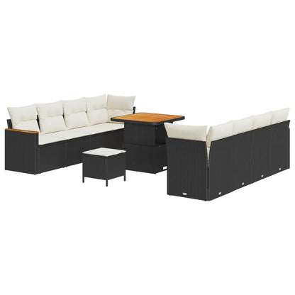 Set Divano da Giardino 11 pcs Nero polyrattan | homemem39