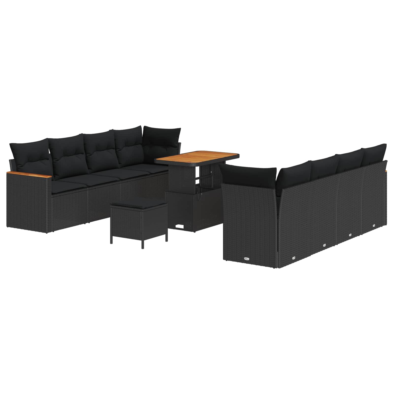 Set Divano da Giardino 11 pcs Nero polyrattan | homemem39