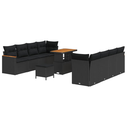 Set Divano da Giardino 11 pcs Nero polyrattan | homemem39