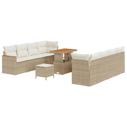 Set Divano da Giardino 11 pcs Beige polyrattan | homemem39