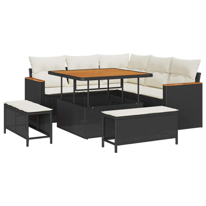 Set Divano da Giardino 8 pz Nero polyrattan | homemem39