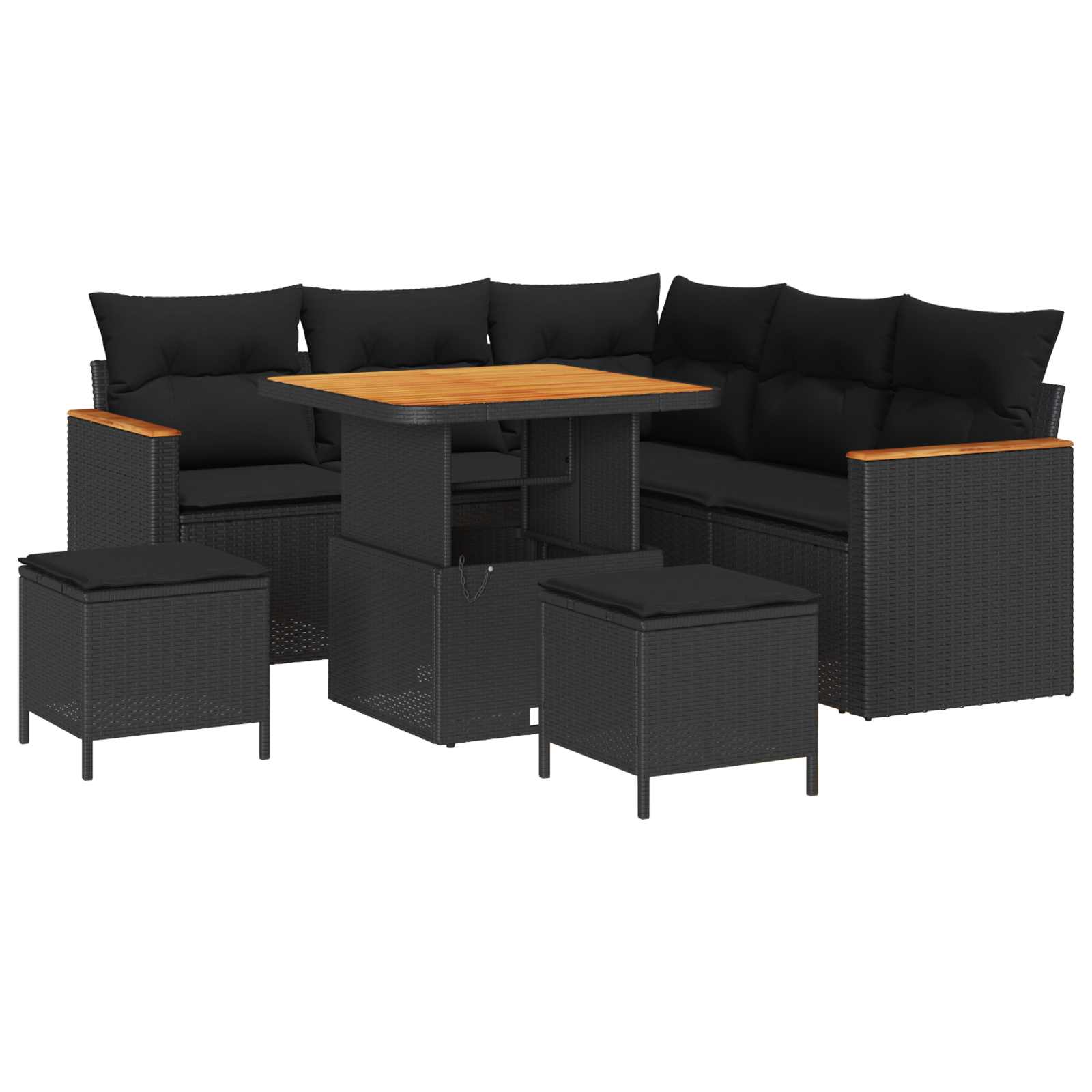 Set Divano da Giardino 8 pz Nero polyrattan | homemem39