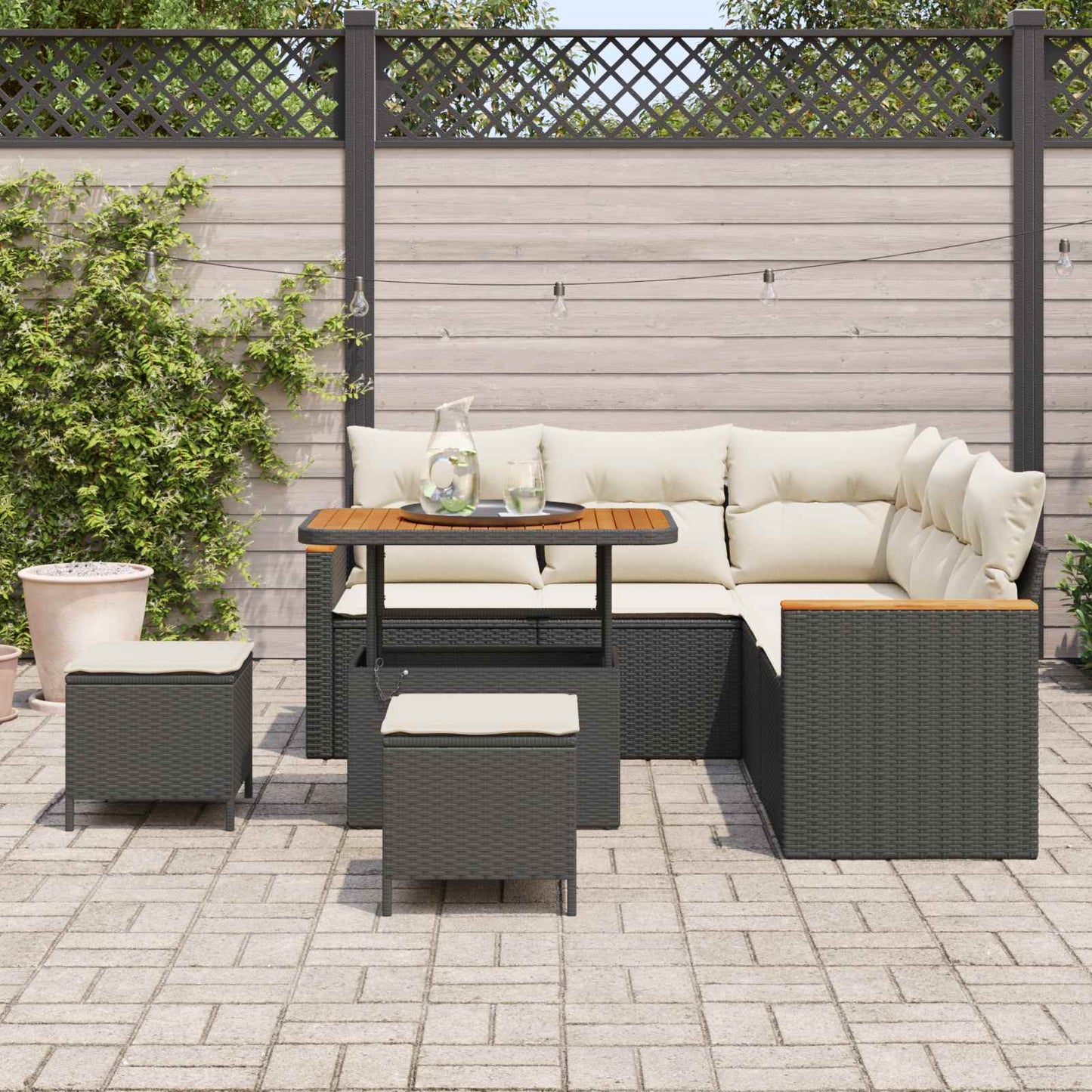 Set Divano da Giardino 8 pz Nero polyrattan | homemem39