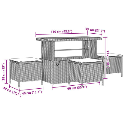 Set Divano da Giardino con cuscino 9 pcs Nero Poly Rattan