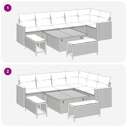 Set Divano da Giardino 9 pz Nero polyrattan