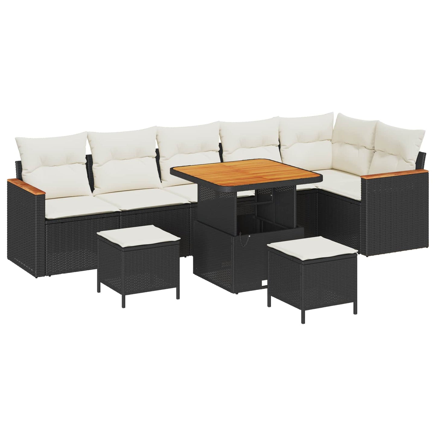 Set Divano da Giardino 9 pcs Nero polyrattan | homemem39