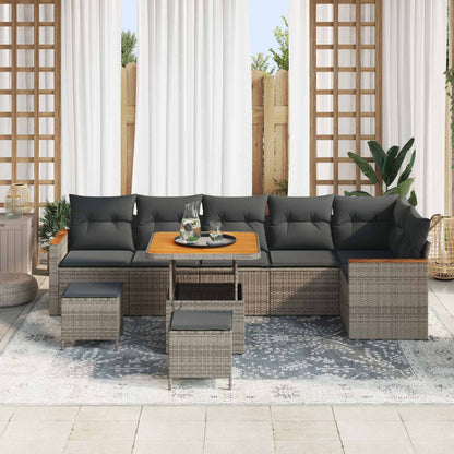 Set Divano da Giardino 9 pcs Grigio polyrattan | homemem39