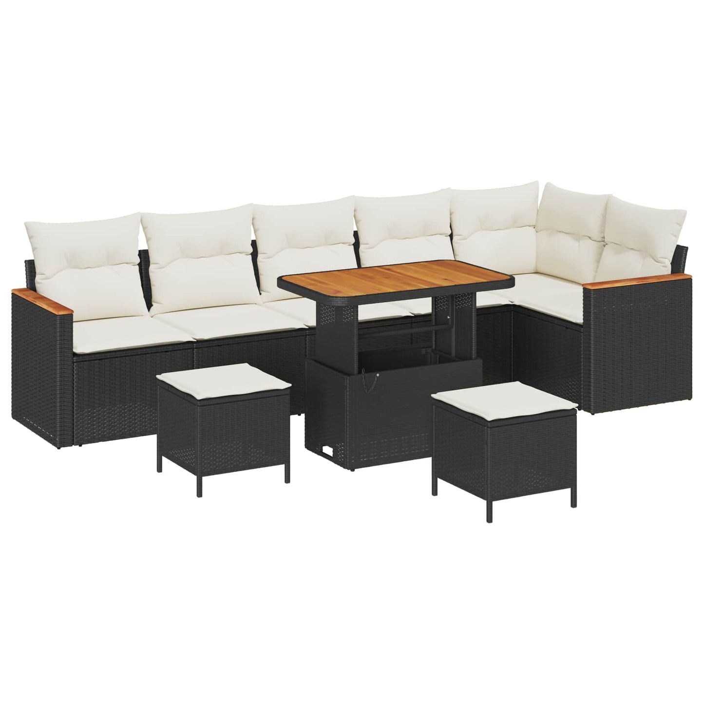 Set Divano da Giardino 9 pcs Nero polyrattan | homemem39