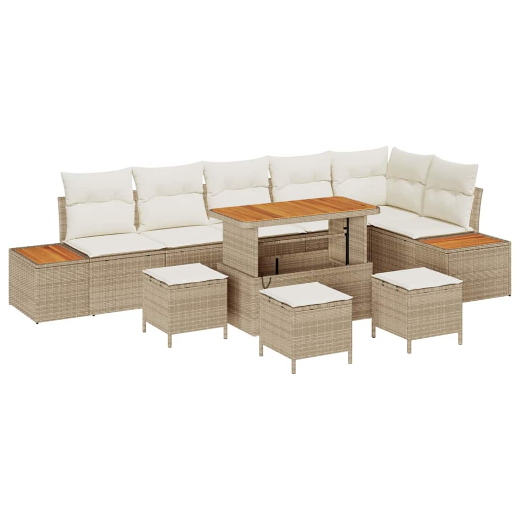 Set Divano da Giardino con cuscino 10 pcs Beige Poly Rattan - homemem39