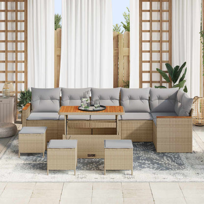 Set Divano da Giardino 10 pcs Beige polyrattan | homemem39