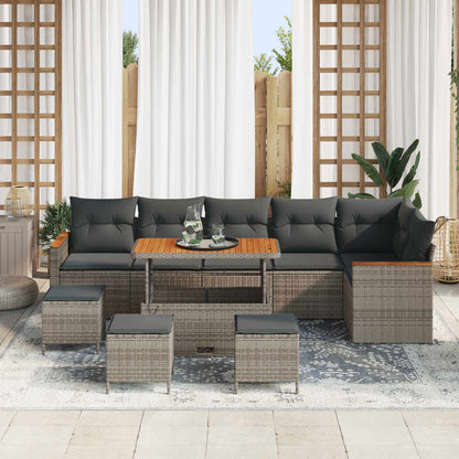 Set Divano da Giardino 10 pcs Grigio polyrattan | homemem39